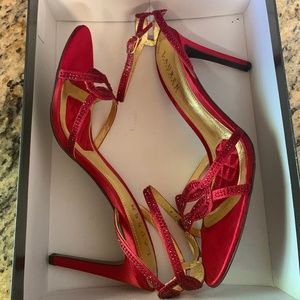 Ralph Lauren Red Satin/Stones heels